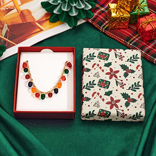 WOWORAMA Christmas Bracelet for Women - Colorful Light Bulb and Candy Beads Adjustable Charm Bracelet - Xmas Ornament Holiday Jewelry