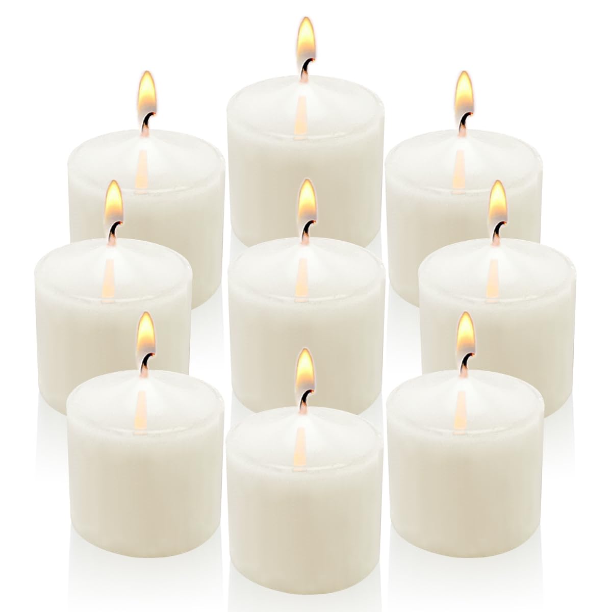 9-Pack Ivory Votive Candles, 1.25" Height x 1.5" Diameter, Unscented Candles for Weddings, Home Décor, and Events - Ideal for Candle Holders, Centerpieces, and Ambient Lighting