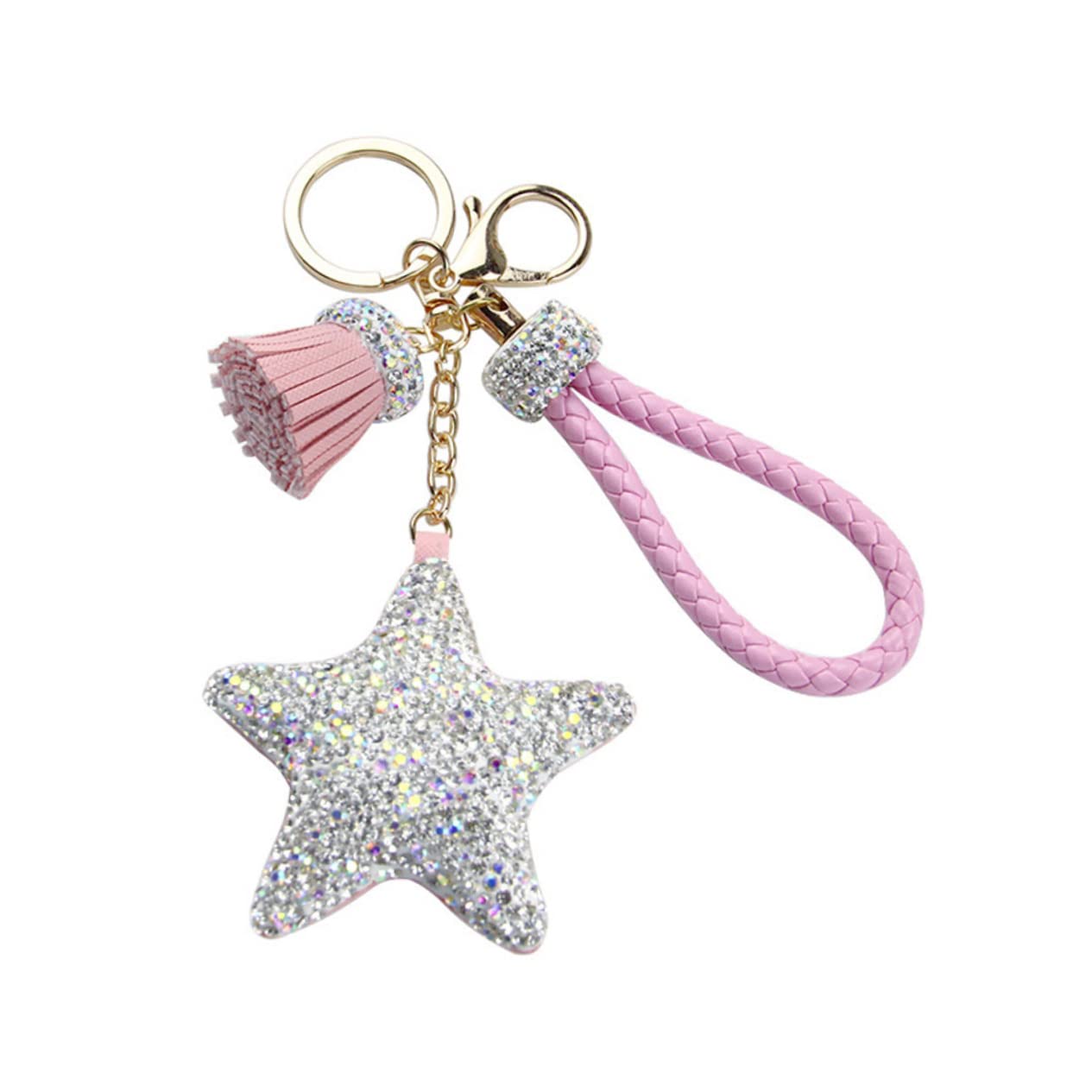 GALPADA 2 Uds Accesorios Colgantes De Cristal Para Coche Llaveros De Mochila Para Niñas Llavero De Cartera s De Estrella De Diamantes De Imitación Hecho A