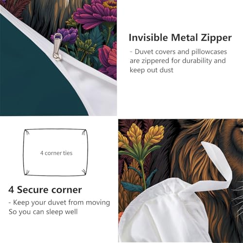 Parure de couette lion 240x260 en microfibre de luxe imprimée - 7