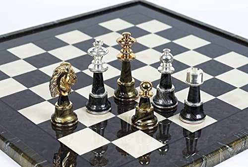 Juego de Ajedrez de Lujo Mancini de Bello Games — Piezas de Latón Macizo Chapadas en Oro y Plata de 24K, Tablero de Arce y Briarwood, Hecho en Italia miniatura 4