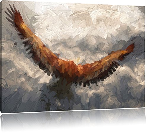 Aquila dipinto su tela 100x70cm, Immagini XXL completamente incorniciati con telai di grandi dimensioni cuneo. Stampa artistica su quadro a parete con cornice. Più economico di pittura o di un dipinto a olio, non un manifesto o poster.