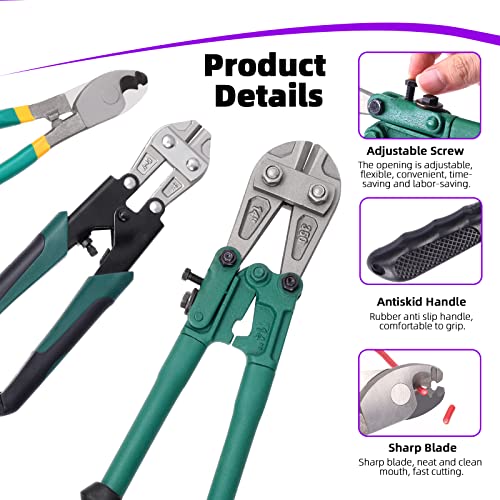 Swpeet Mini Bolt Cutter Heavy Duty Wire Cable Cutter (3), Red - Image 3