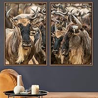 2 Piece Framed Canvas Wall Art Rough Bisons Canvas Prints Home Artwork Decoration for Living Room,Bedroom - 16