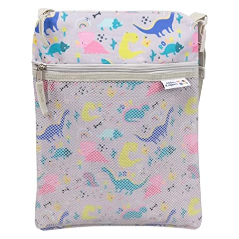 tiddlers & nippers Kids Swimming Bag | Wet & Dry Bag | External Pocket for Dry Items | Swim Bag with Leak Proof, Waterproof, Zipped Section | Ideal Toilet / Nappy Training Bag (Dinky Dinos) Cover