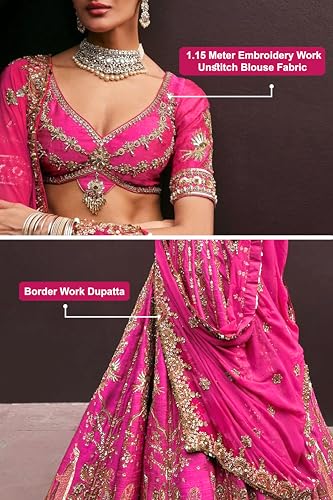 Image of TRENDMALLS Women's Art Silk Heavy Embroidery With Sequence Work Lehenga Choli Unstitch Blouse with Dupatta (New-Bridal-Latest-Wedding-Sequence-Lehenga-Designer)
