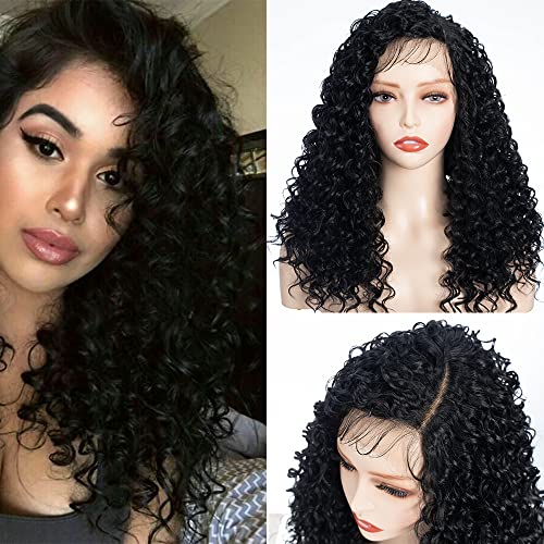 FASHION IDOL Lockige Perücke Lace Hair Stitching Plus Front Lace Synthetic Side Part Perücke für Frauen Cover