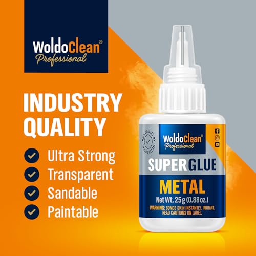 Image of WoldoClean Metal Super Glue 25g Extra Strong Adhesive - Heavy Duty Waterproof Bond for Stainless Steel, Aluminum, Iron, Copper, Heat Resistant