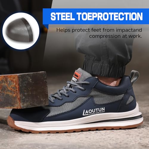 Image of LAoutun Steel Toe Shoes for Men Women Safety Work Shoes Indestructible Steel Toe Sneakers Lightweight Work Shoes Toe Shoes