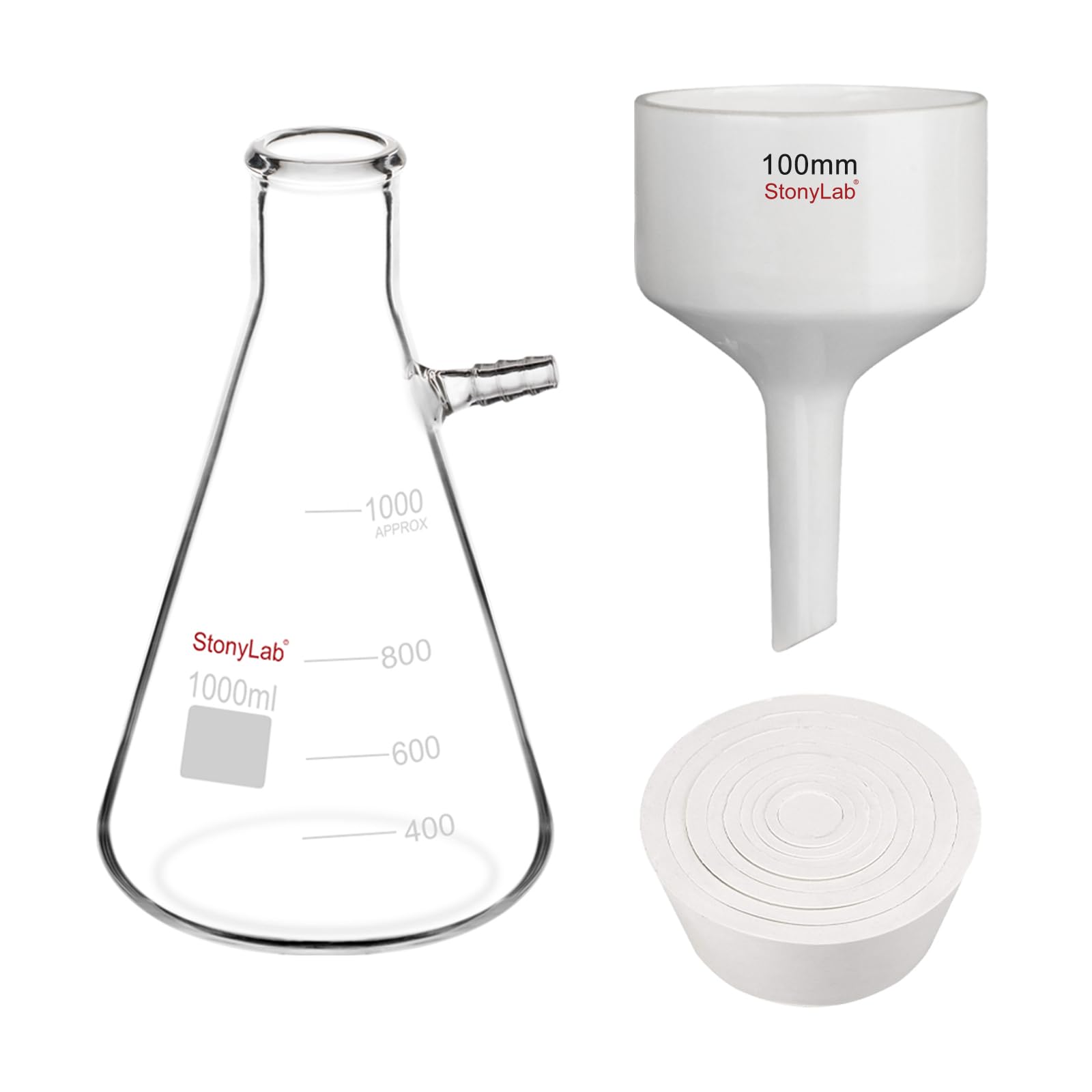 Sponsored Ad – Porcelain Buchner Funnel and Filter Flask Set, 100 mm Porcelain Funnel, 1L Heavy Duty Glass Filter Flask, and Filter Adapter Cones for Laboratory Filtration and Separation