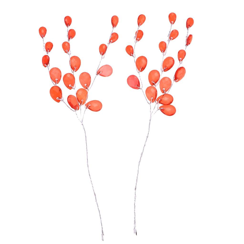 MERISHOPP 50Pcs Artificial Flower Stem with Crystal Acrylic Bead Drop 15Cm Red Home & Garden|Home Dacor|Floral Dacor 2