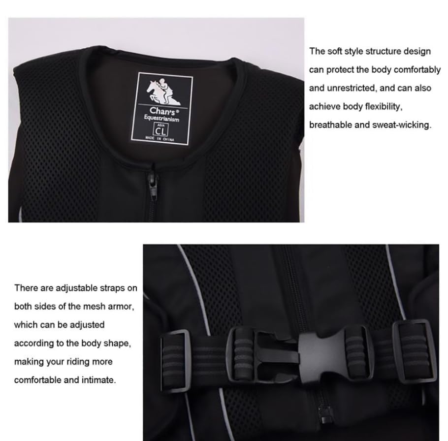 Luminexia Chaleco Ecuestre,Chaleco de equitación con Cremallera,Chaleco de equitación,Chaleco de protección Corporal,para Adultos Unisex,niños,niñas y niños
