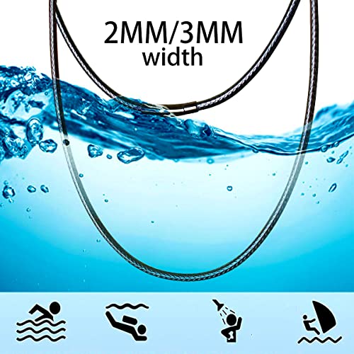Ioyyio Flexible Braided Leather Necklace Cord With 316L Durable Clasp,2Mm/3Mm Width,16”18" 20" 22" 24" 26" 28" 30" Black/Brown Waterproof Rope Necklace For Men/Women/Child (Gift Box) #TOP3