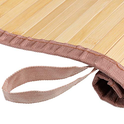 Relaxdays Natural Bamboo Bath Mat, Moisture-Resistant, Textile Border, Bathtub Rug, 80x45 cm, Brown, 80 x 45 cm