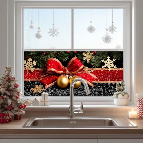 Película para ventana con lazo navideño 39.3x17.7 pulg miniatura 4