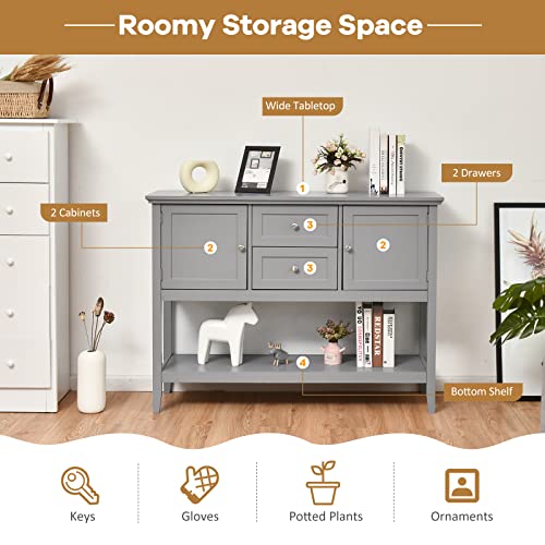 image for TANGZON Buffet Sideboard, Storage Cabinet with 2 Drawers, Open Shelf &