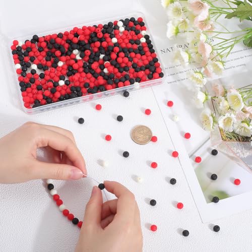 SOFPLATE 1 Box 500Pcs Acrylic Round Beads Bubble Gum Bead Bulk Black Red White Plastic Frosted Balls Bubblegum Pastel Matte Loose Beads for jewellery Making Bracelets Beading Necklaces Earrings Crafts - Image 3