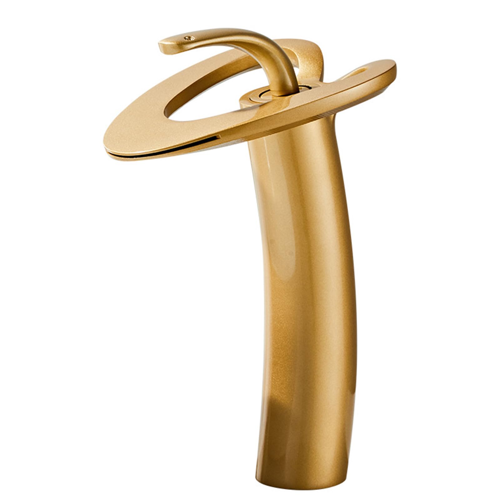 HCFYAUIS Basin Mixer Tap Hollow Bathroom Tap Single Lever Waterfall Taps for Bathroom Sink,Frosted Gold