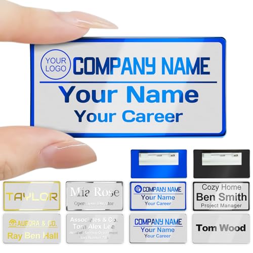 Image of Custom Magnetic Name Tags Customize Text Metal Engraved Personalized Badge | Stainless Steel Business Identification ID Name Plate Work for Clothes Church Usher Nurse Doctor Teacher Employee Uniform