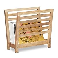 Relaxdays Zeitungsständer Walnuss, Ablage, Zeitungshalter, Zeitschriftenhalter, HxBxT: 38,5 x 26,5 x 40 cm, Holz, natur, Walnut