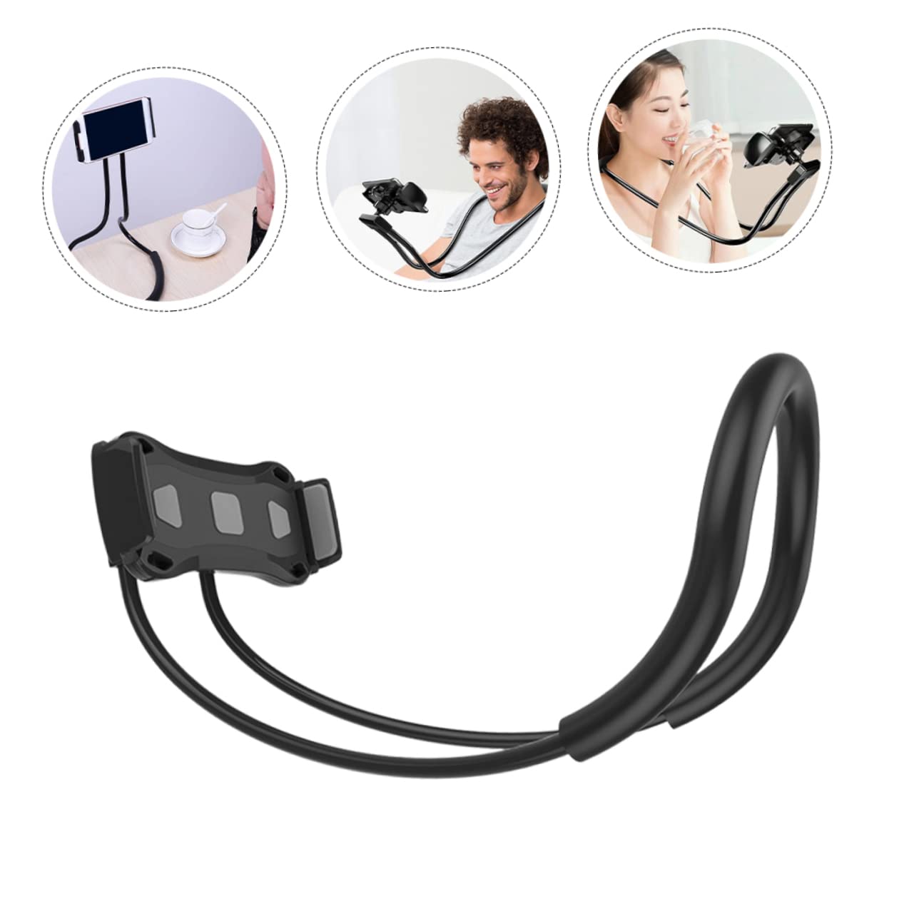 Sewroro Soporte para Teléfono Móvil Ajustable para Cuello Soporte para Tableta Diseño Antideslizante Color Negro Compatible Todos los Teléfonos y Tablets