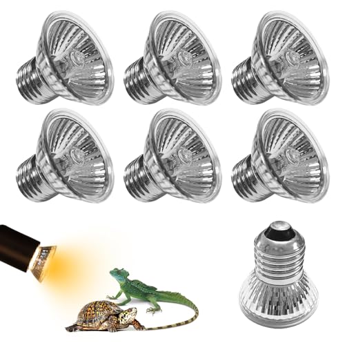 KBIBCK Reptilien Wärmelampe, 25W UVA UVB Dimmbar Glühlampe, E27 UV LampeTerrarium, 220V Heizlampe Terrarium, Dimmbar Wärmelampe Terrarium für Reptilien, Eidechsen, Schildkröten, Schlangen(6 Stück)