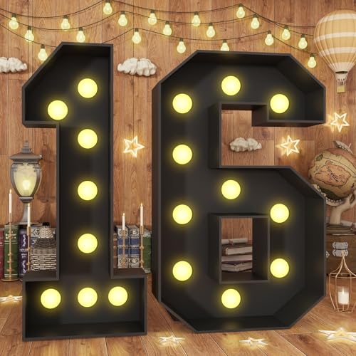 Chiffres lumineux géants Froova de 1,2 m pour anniversaire enfant avec cadre mosaïque à monter