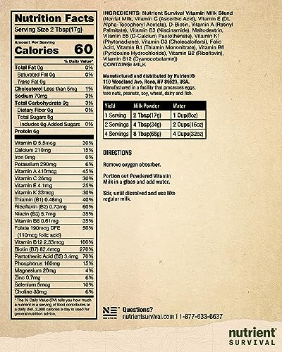 Nutrient Survival Vitamin Powdered Milk & Creamy Vanilla Whey Protein Powder Shake, Emergency Food Supply, Shelf Stable Up to 25 Years - Thumbnail 2