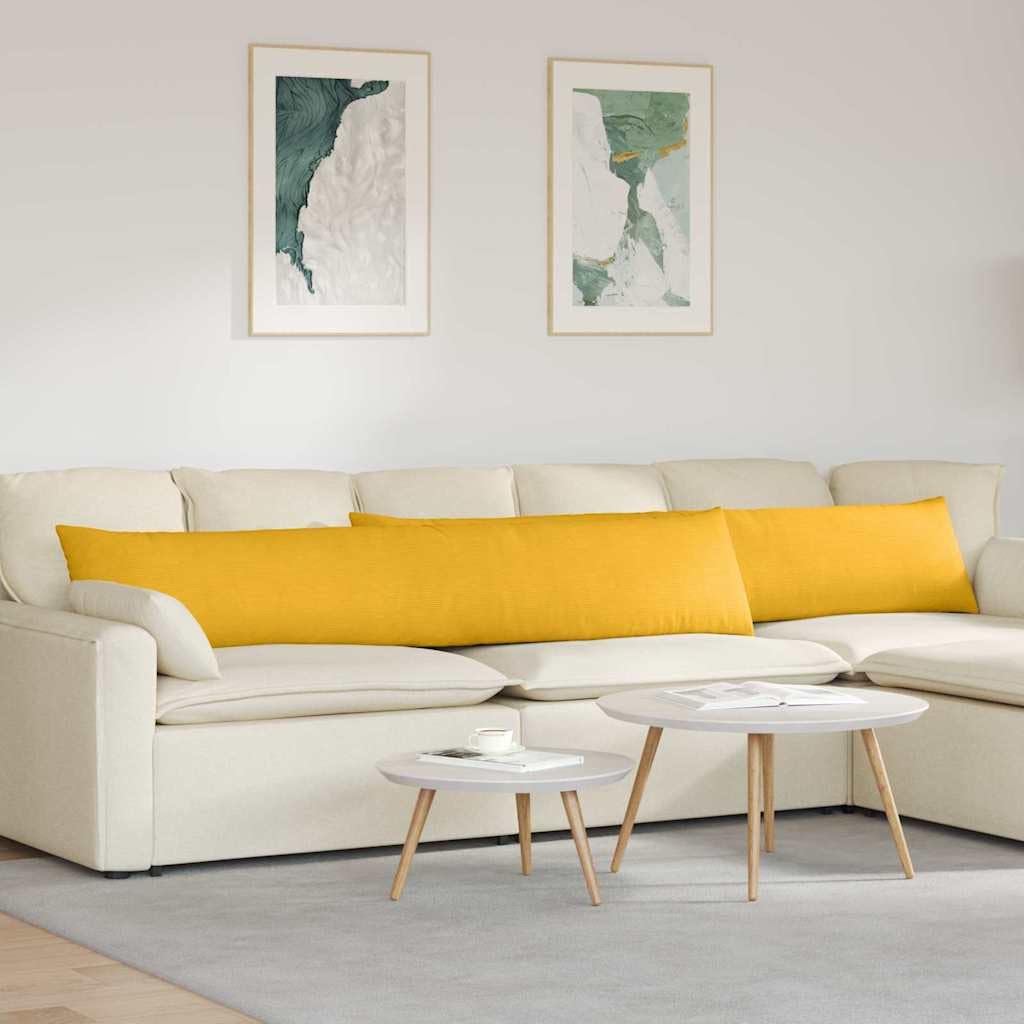 Coussin de canapé jaune velours côtelé 200x40 cm lot de 2