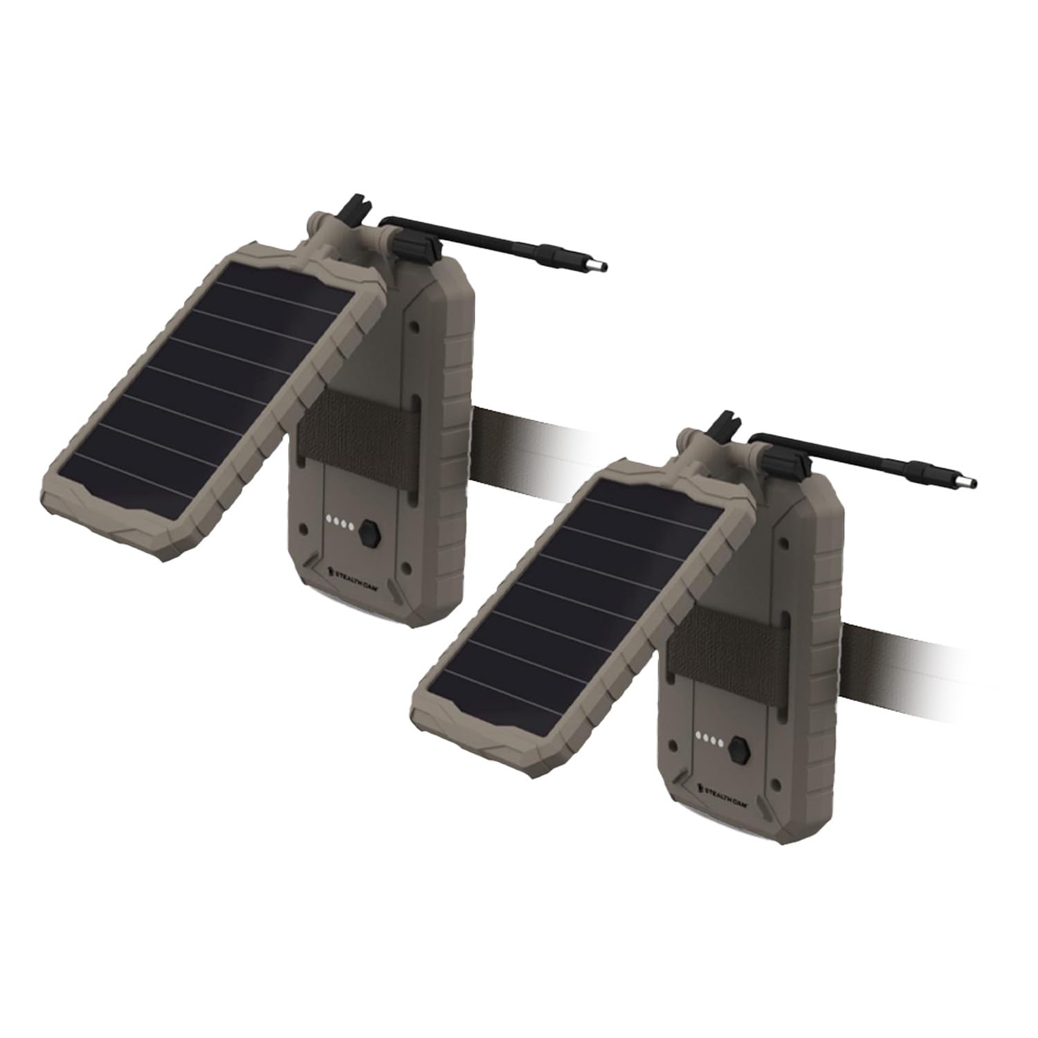Stealth Cam Sol-Pak 3000mAh Solar Battery Pack with Adjustable T-Swivel Brackets, Durable ABS Housing, and LED Battery Indicator (2-Pack)