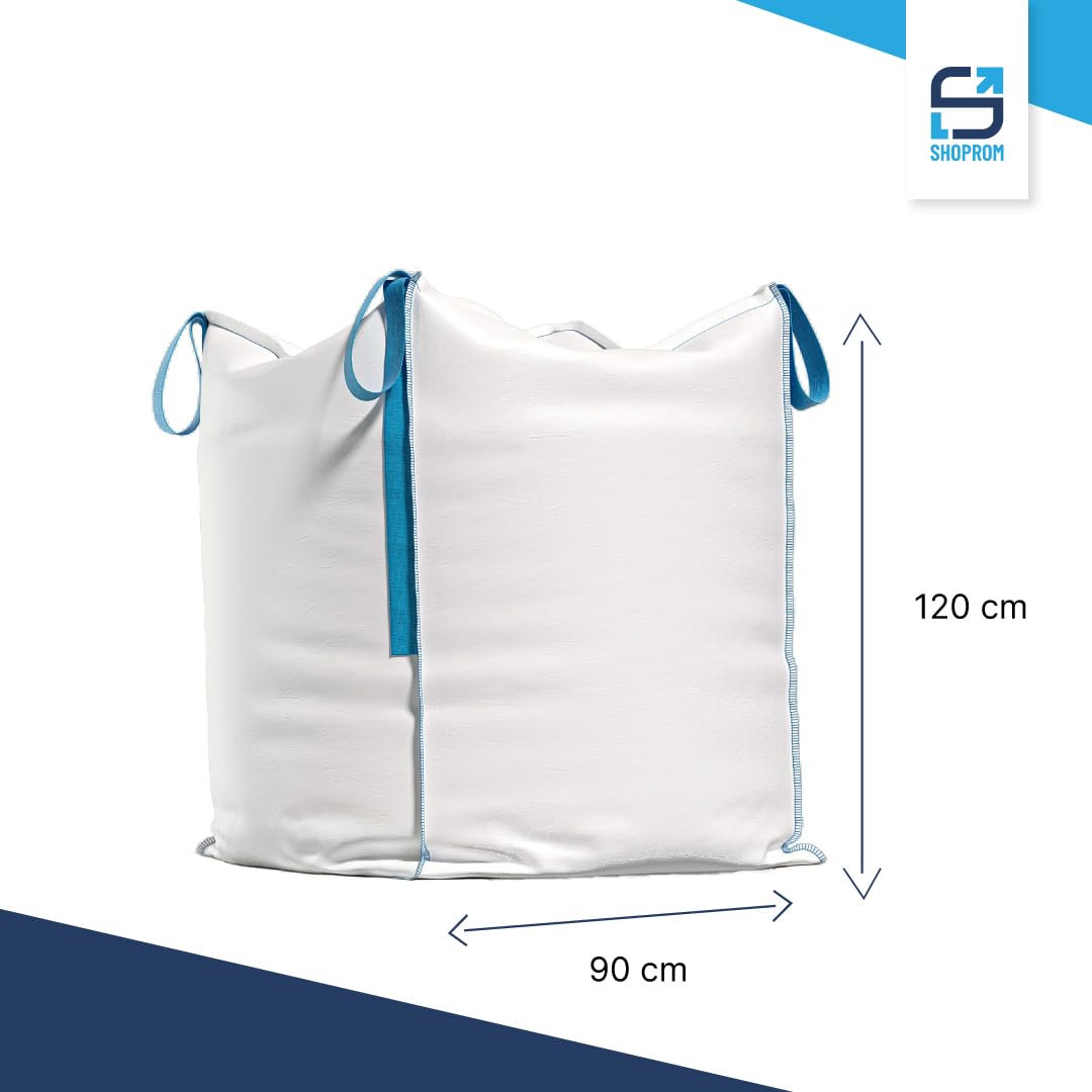 SHOPROM Bolsas de jardinería homologadas BigBag 1000 kg de polipropileno resistentes y reutilizables para eliminación de materiales de construcción y agrícolas ideales para almacenamiento (fondo