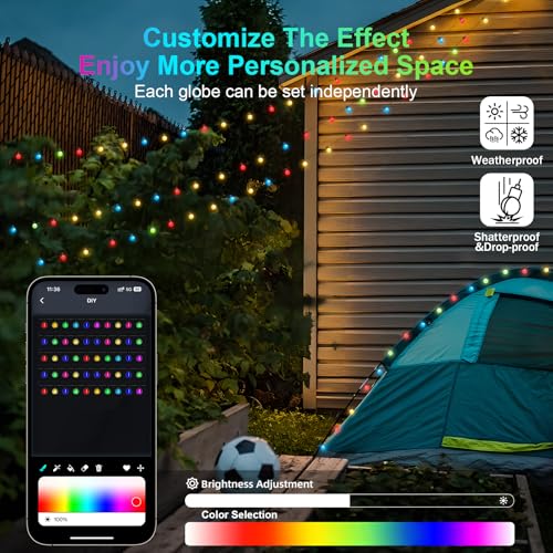 Super Rgb JG-008-2 Outdoor String Lights, 33Ft Patio Lights With Dimmable 50 Globe Rgb Led Bulbs thumb #3