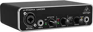 Behringer UMC22 2x2 USB Audio Interface with Midas Mic Preamp - 48kHz Audiophile Quality for Recording Vocals & Instruments
