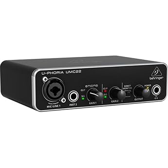 Behringer U-PHORIA UMC22 audiophile 2x2 USB audio interface with Midas microphone preamp
