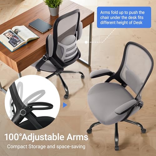 Image of HYLONE 400lbs Heavy Duty Office Chair, 5 inch Thickened Seat Ergonomic Desk Chair with Adjustable Armrests, Home Office Computer Chairs for Long Hours Mesh Executive Chair(Dark Grey)