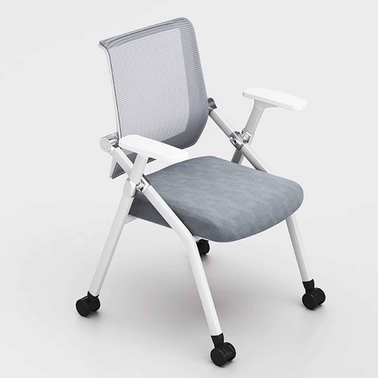 Training Chair With Table Foldable Office Chair Backrest Chair Training Institution Chair Company Conference Chair(Gray,A)