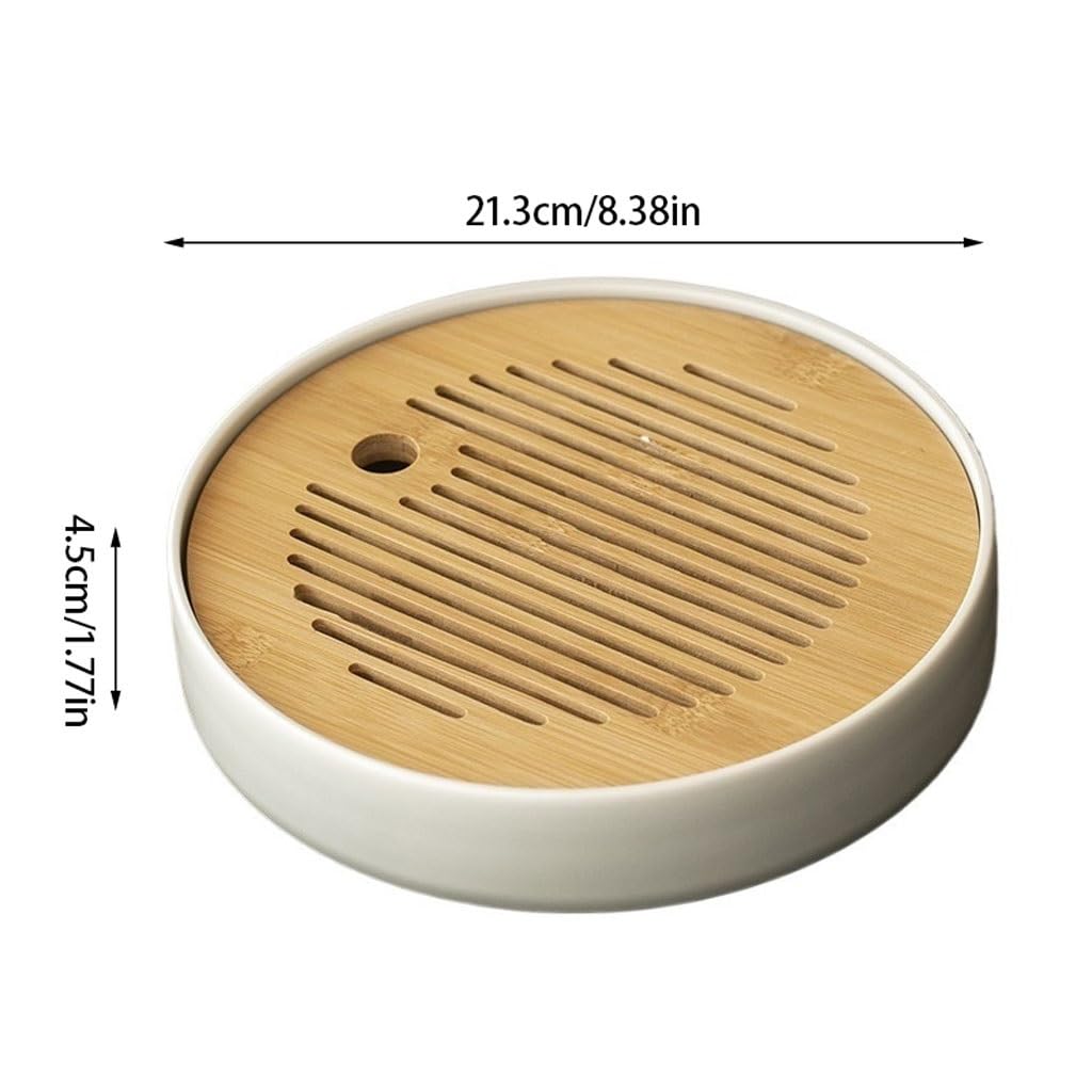 Juego de bandejas de té de cerámica para infusión seca china, diseño simple con olla elevada, bandeja para infusión, bandeja para infusión de té seco, bandeja para juego de té (A)