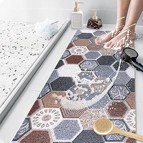 Duschmatte rutschfest, 100x40cm, Weich Komfort Badewannenmatte mit Ablauflöchern, PVC-Luffa Massage Badematte für Badewanne, Dusch und Nassbereiche, Schnell Trocknend Antirutschmatte Dusche Cover