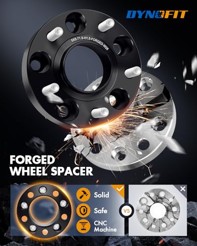 Image of dynofit 1.5 inch Wheel Spacers 5x5 for 2007-2018 Jeep Wrangler JK, 1999-2010 Grand Cherokee WJ WK, 71.5mm HubCentric 5x127 Wheel Adapter for 2005-2010 Commander XK, 1 /2 inch-20 Thread, 4Pcs Forged Spacers