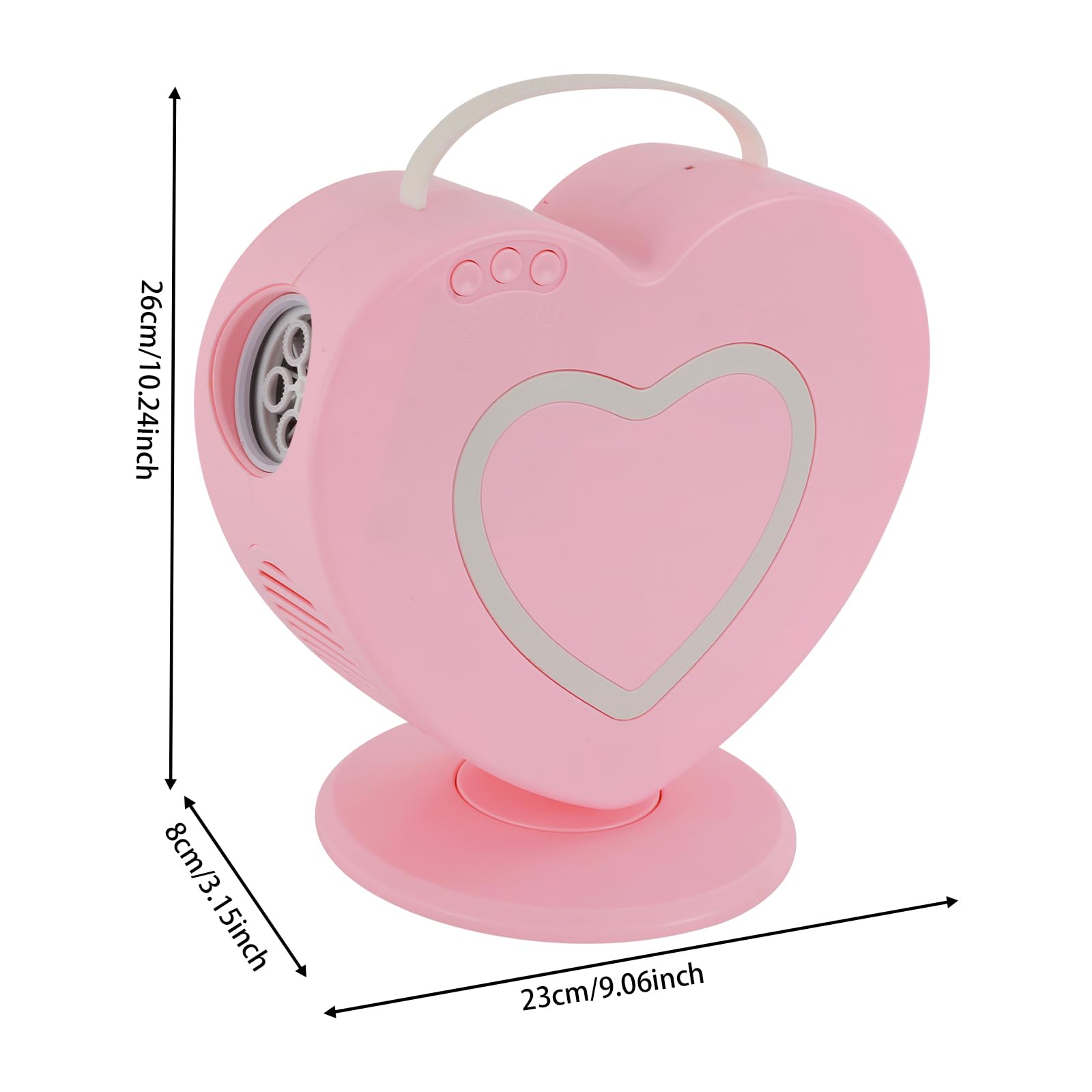 Seifenblasenmaschine in Herzform, automatische Seifenblasenmaschine, Seifenblasenmaschine mit 360° Drehung für Kinder (Pink)