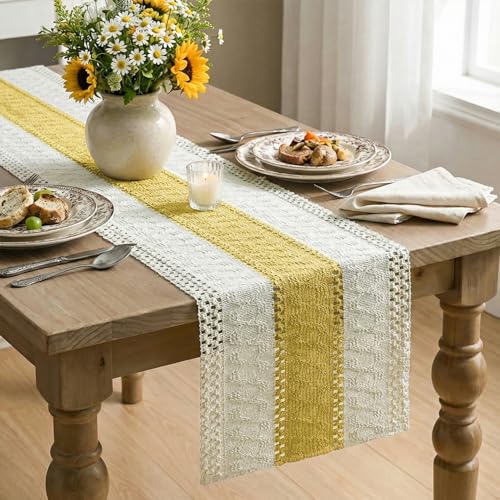 Artoid Mode Yellow Farmhouse Rustic Table Runner 12x120 Inch by Artoid Mode - Used condition - Image 4