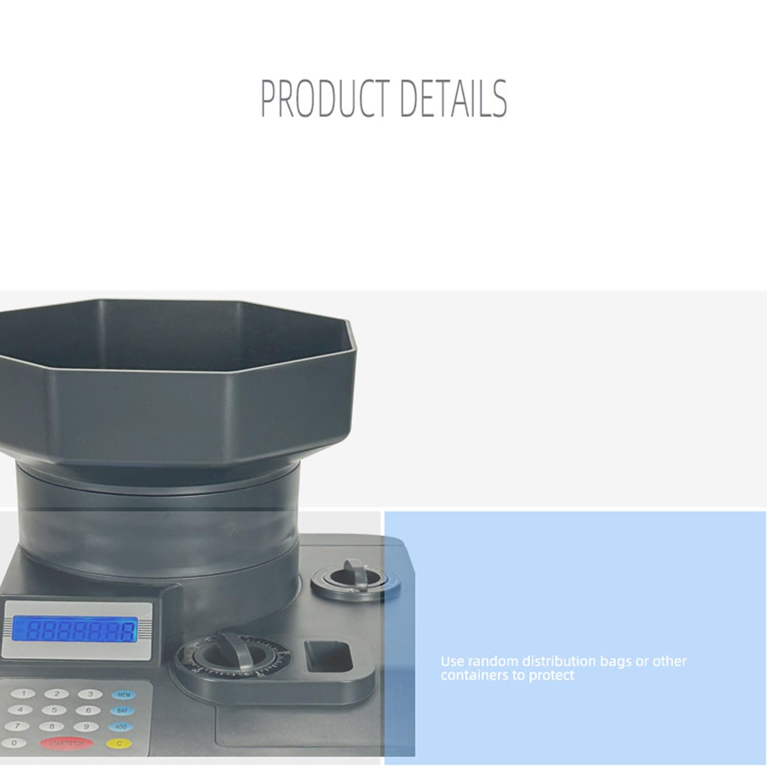 55 W Münzzähler-Sortiermaschine, 2300 Stück/min automatische Münzsortiermaschine mit 3000 Stück großer Kapazität, Münzdurchmesser 15 mm ~ 35 mm, Münzspender mit LCD-Display