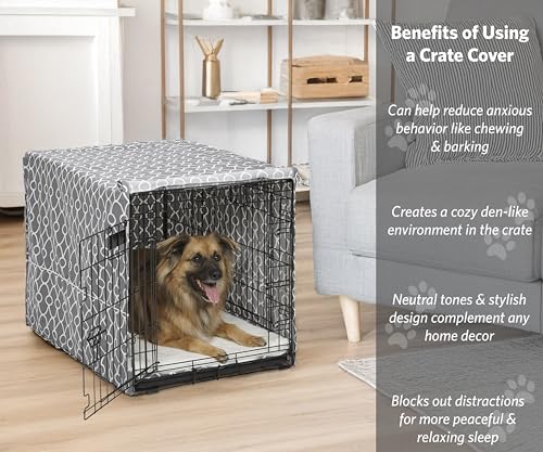 MidWest Homes for Pets Dog Crate Cover with Teflon Fabric Protector, Poly-Cotton Privacy Kennel Cover Fits Most 36-Inch Crates, Gray Designer Print, Washable, Reduces Barking - Image 3