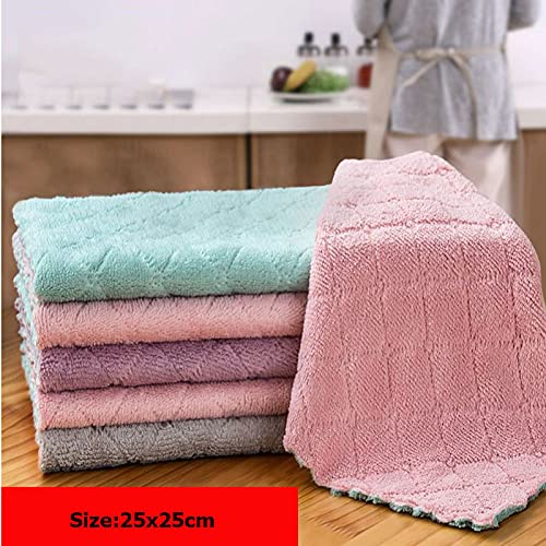 Paño de Limpieza de Microfibra Trapos Absorción de Agua Antiadherente Lavado de Aceite Toalla de Cocina Herramientas domésticas Limpieza Herramientas de Limpieza-Mezcla de Colores 26x16,50pcs