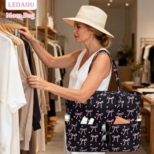 Image of LEDAOU Large Beach Bag Women Waterproof Sandproof Zipper Beach Tote Pool Bag for Swim Gym Grocery Travel with Wet Pocket