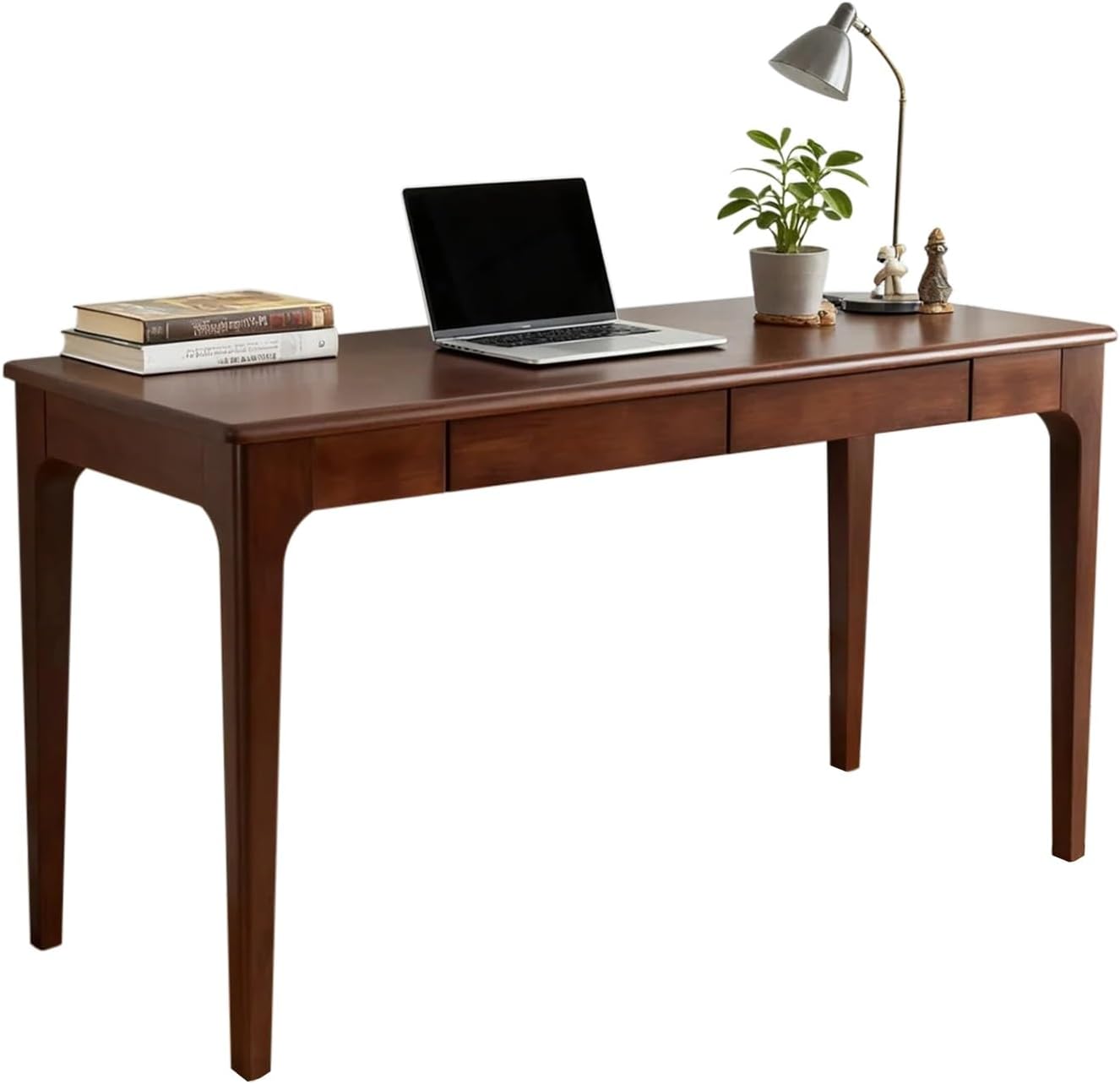 Small Desk with Drawers, Solid Wood Computer Desk for Small Spaces, Gaming Study Home Office Desks for Work, Student PC Desk for Bedroom(Nussfarbe,100cm)