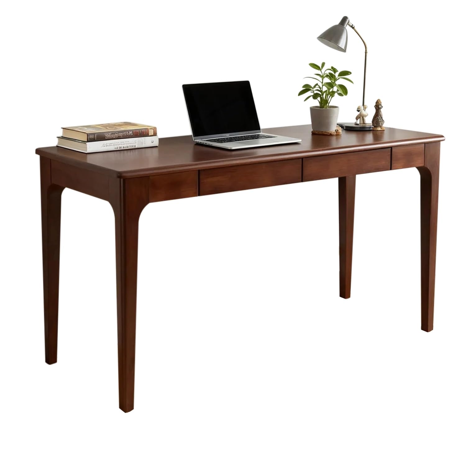 Small Desk with Drawers, Solid Wood Computer Desk for Small Spaces, Gaming Study Home Office Desks for Work, Student PC Desk for Bedroom(walnut,100cm)