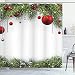 Ambesonne Merry Christmas Shower Curtain Bathroom Accessories, Noel Backdrop Fir Leaves Decorative Bright Balls Classic Religious Xmas Decor, Polyester Fabric Set Hooks, Red Green