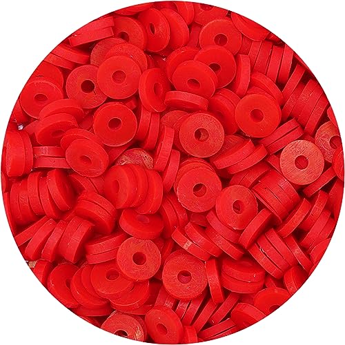 Bundooraking 2000pcs Red 6mm Polymer Clay Beads for Jewelry Making Bracelets Necklaces & More