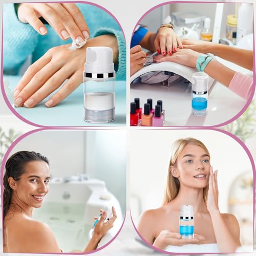 Image of Segbeauty 3Pcs 1.7oz Airless Pump Bottles,50ml Empty Moisturizer Pump Dispenser Airless Cosmetic Pump Container Vacuum Cosmetic Travel Bottle Clear Travel Pump Bottles for Toiletries,Lotion and Cream
